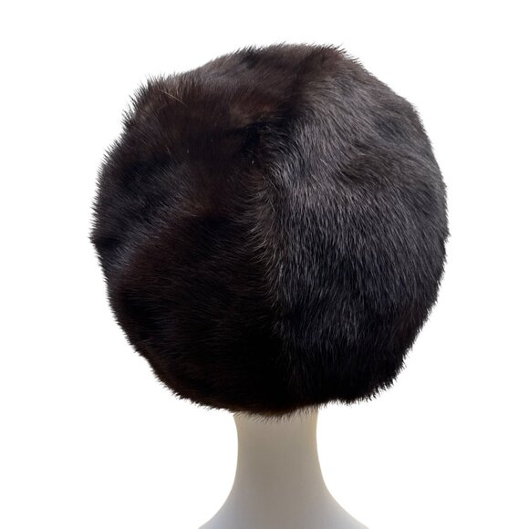 Vintage Amrose New York Brown Mink Fur Hat Satin Lining 22" Circ Winter Fashion - Picture 3 of 8